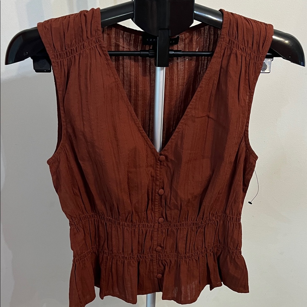 NWOT Sanctuary Women's Sleeveless Button-Down Top - Rust
